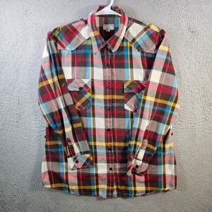 MATCHSTICK Plaid Western Style Long Sleeve Shirt‎ Men's XL Cotton